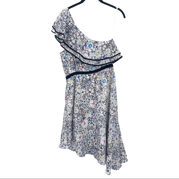 Likely Dress 4 Contour Daisy Delbarton One Shoulder Asymmetrical White Blue New - Picture 2 of 10